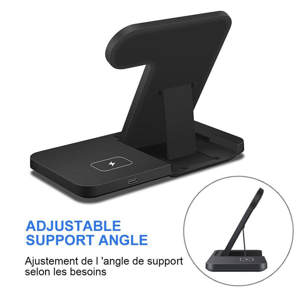 3 IN 1 Qi Fast Wireless Charger Charging Dock Stand for iPhone Airpods iWatch