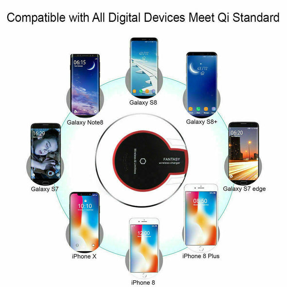 Universal Qi Wireless Charger Fast Charging Pad For Samsung S8 9 10 Note 5 8 9