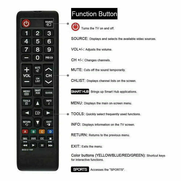 New Universal Remote Control for ALL Samsung LCD LED HDTV 3D Smart TVs