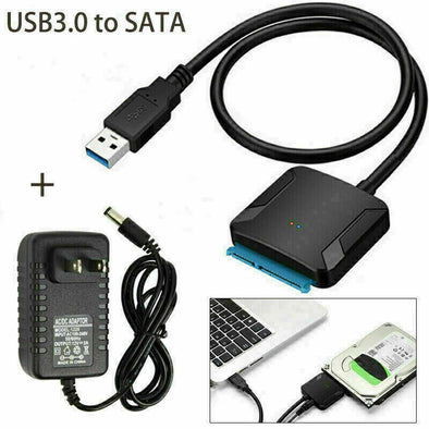 USB 3.0 to SATA III Adapter for 2.5" 3.5" SSD HDD Hard Drive with 12V/2A Power