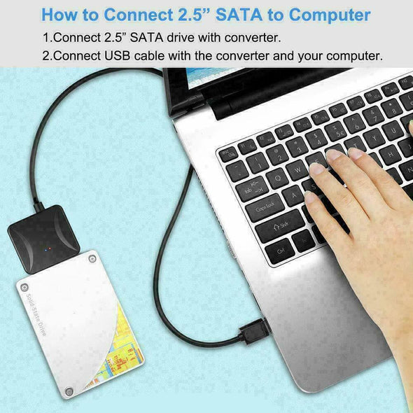 USB 3.0 to SATA III Adapter for 2.5" 3.5" SSD HDD Hard Drive with 12V/2A Power