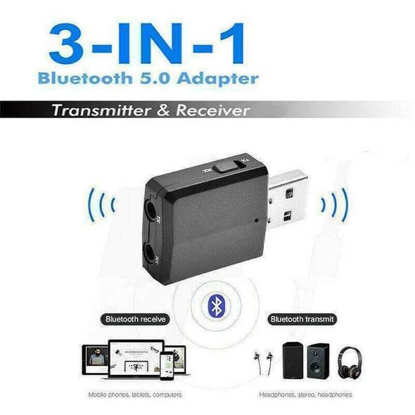 3 in 1 USB Bluetooth 5.0 Audio Transmitter/Receiver Adapter For TV/PC/Car BT#37