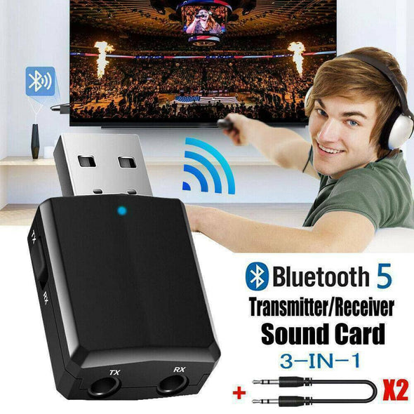 3 in 1 USB Bluetooth 5.0 Audio Transmitter/Receiver Adapter For TV/PC/Car BT#37