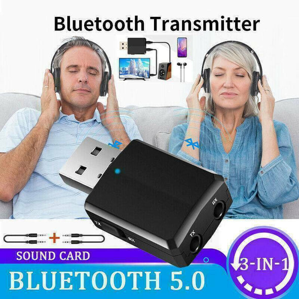 3 in 1 USB Bluetooth 5.0 Audio Transmitter/Receiver Adapter For TV/PC/Car Grace