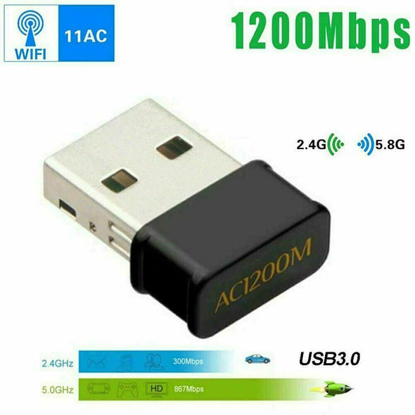 USB WiFi Wireless AC1200 Mbps Adapter Dongle USB 3.0 Network Card for PC Laptop