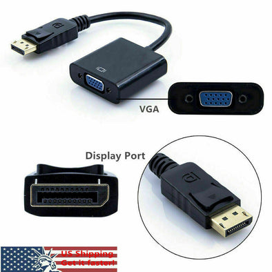 Display Port to VGA Adapter Cable cord 1080P for laptop desktop Gaming