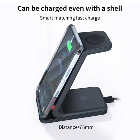 New 3 IN 1 Qi Wireless Charger Charging Dock Stand for iPhone Airpods iWatch 25W