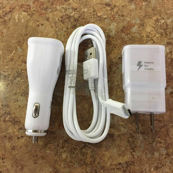 Samsung Galaxy Fast Adaptive Car Charger + Wall Charger + Micro USB + Type-C USB