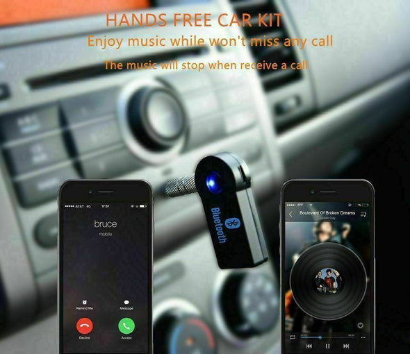 Wireless Bluetooth 3.5mm AUX Audio Stereo Music Home Car Receiver Adapter New